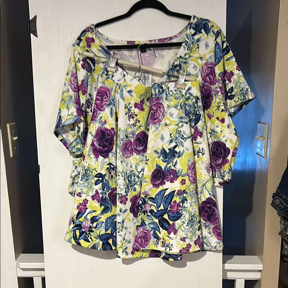 Torrid Purple and Blue Floral V-Neck Two piece dress